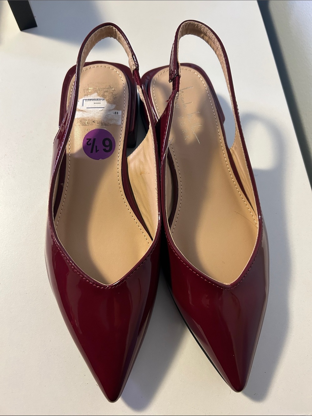 Nicole Miller Patent Pointed-Toe Slingback Pumps in Burgundy